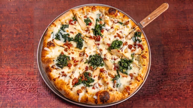 Chicken Alfredo Pizza.