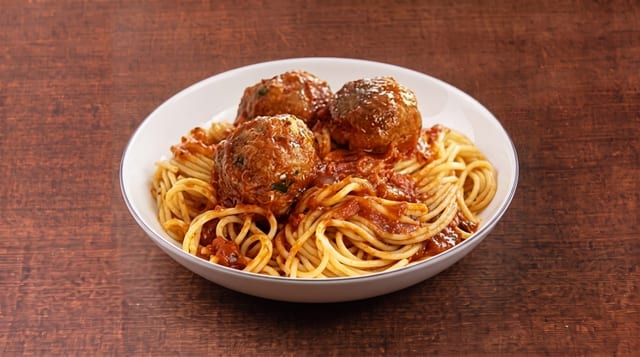 Lunch #8 Spaghetti and Meatballs with Salad.