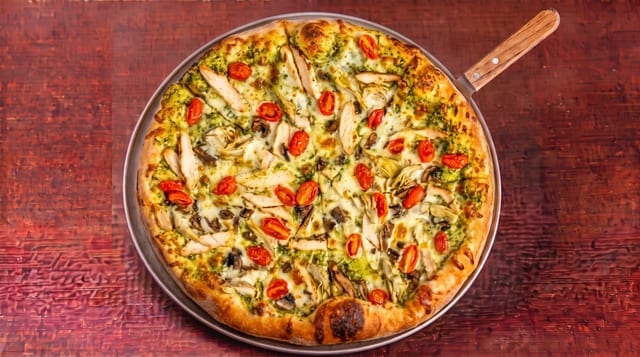 Chicken Pesto Pizza.