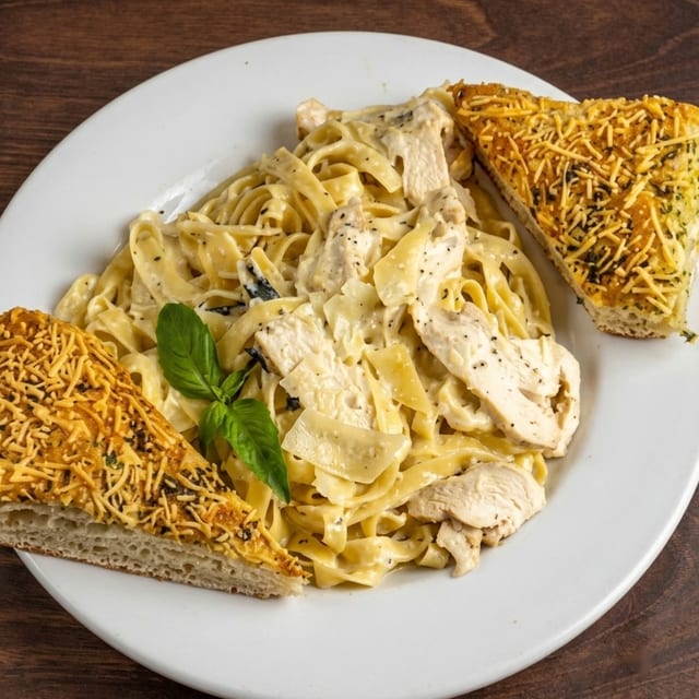 Fettuccine Chicken Alfredo.