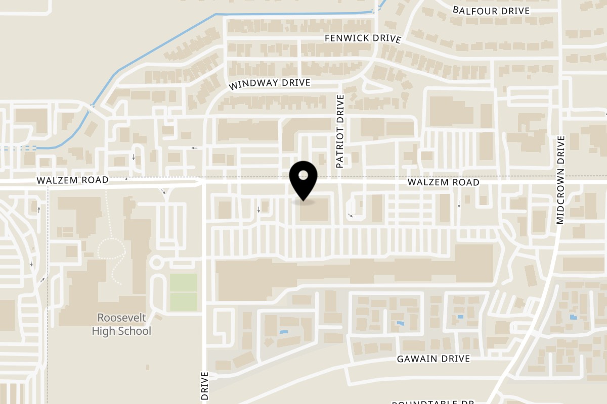 Map showing the location of Ali's Pizzaria Walzem Road on 5380 Walzem Rd in San Antonio